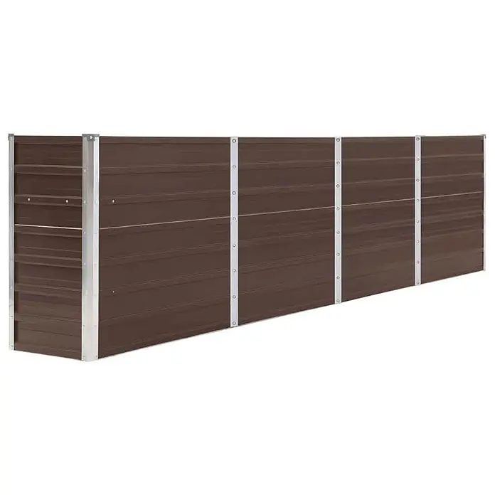 Furnicato Hochbeet - 320 x 40 x 77 cm, Metall, Braun - Braunes Hochbeet aus Wellblech mit silberfarbenen Rahmen.