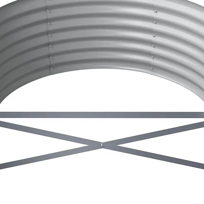 Furnicato Hochbeet - 224 x 80 x 36 cm, Stahl, Braun - Silbergraues, gewelltes verzinktes Stahlsegment mit X-förmigem Metallstützrahmen.