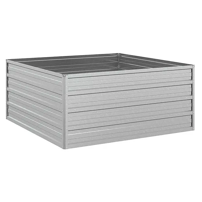 Furnicato Hochbeet - 100 x 100 x 45 cm, Stahl, Silber - Verzinktes Hochbeet aus Metall zur Pflanzenzucht.