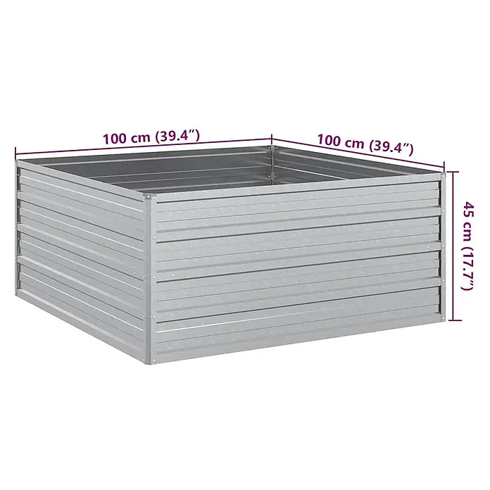 Furnicato Hochbeet - 100 x 100 x 45 cm, Stahl, Silber - Quadratisches Hochbeet aus silberfarbenem Wellblech (100x100x45 cm).