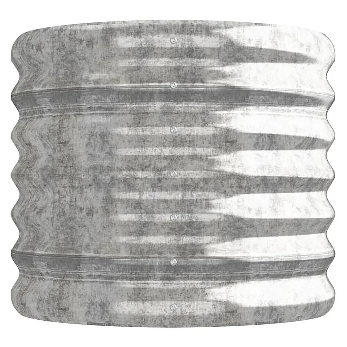 Furnicato Hochbeet - 114 x 40 x 36 cm, Stahl, Silber - Verzinkter Wellblech-Lichtschacht mit verwitterter Textur und sichtbaren Befestigungen.