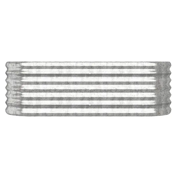 Furnicato Hochbeet - 114 x 40 x 36 cm, Stahl, Silber - Grauer, gewellter Lichtschachtaufsatz aus verzinktem Metall.
