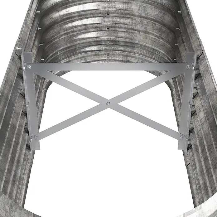 Furnicato Hochbeet - 114 x 40 x 36 cm, Stahl, Silber - Silbergraue Metallkreuzstrebe als Stütze in einem gewellten Metallbogen.
