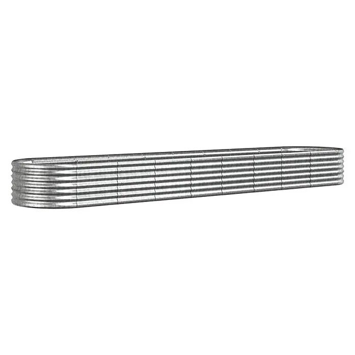 Furnicato Hochbeet - 368 x 80 x 36 cm, Stahl, Silber - Langes, ovales Hochbeet aus verzinktem Wellstahl.