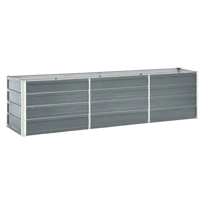 Furnicato Hochbeet - 240 x 40 x 45 cm, Stahl, Grau - Langes rechteckiges graues Metall-Hochbeet mit drei Abschnitten.