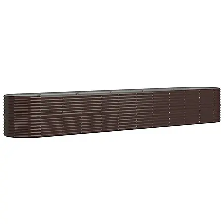 Furnicato Hochbeet oval, verzinkter Stahl, Braun, 440 x 80 x 68 cm