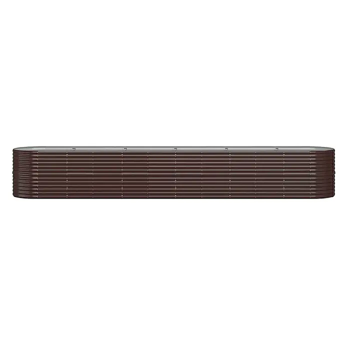 Furnicato Hochbeet oval, verzinkter Stahl, Braun, 440 x 80 x 68 cm -  - Braunes Wellblech-Hochbeet, lang und rechteckig, mit silbernem Oberrand.
