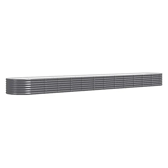 Furnicato Hochbeet - 512 x 80 x 36 cm, Stahl, Anthrazit - Langes, schmales, ovales Hochbeet aus gewelltem Metall in Grau/Silber.