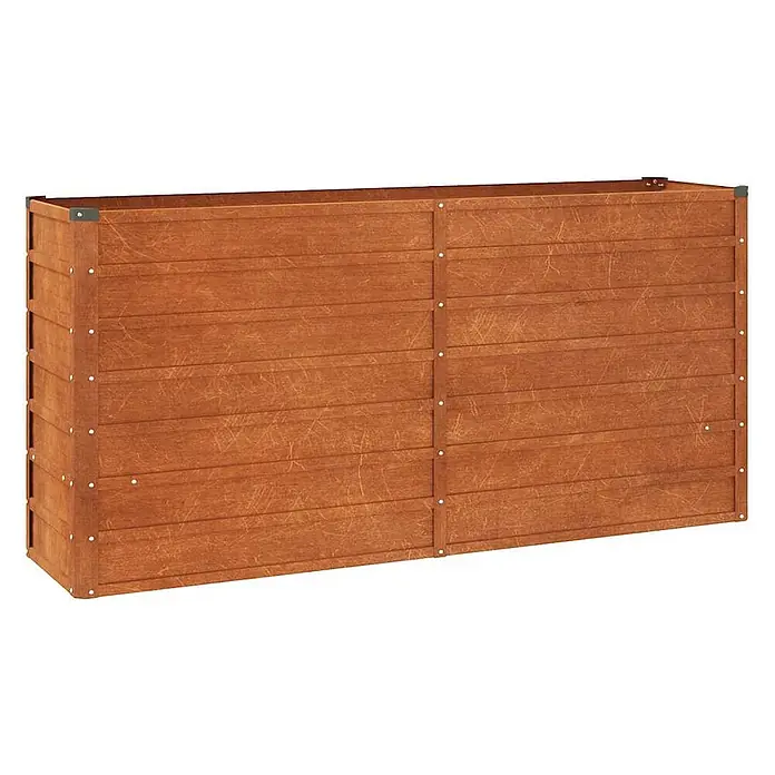 Furnicato Hochbeet - 160 x 40 x 77 cm, Stahl, Braun - Braunes Hochbeet aus Holz mit modularem Design aus horizontalen Brettern und sichtbaren Befestigungen.