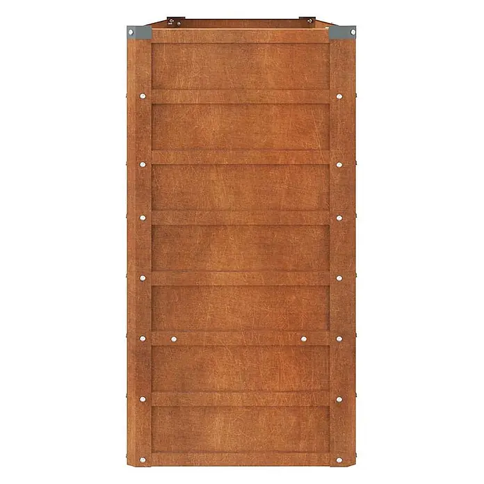 Furnicato Hochbeet - 160 x 40 x 77 cm, Stahl, Braun - Braunes Holzpaneel mit horizontalen Brettern, vertikalen Streben und Metallbefestigungen.