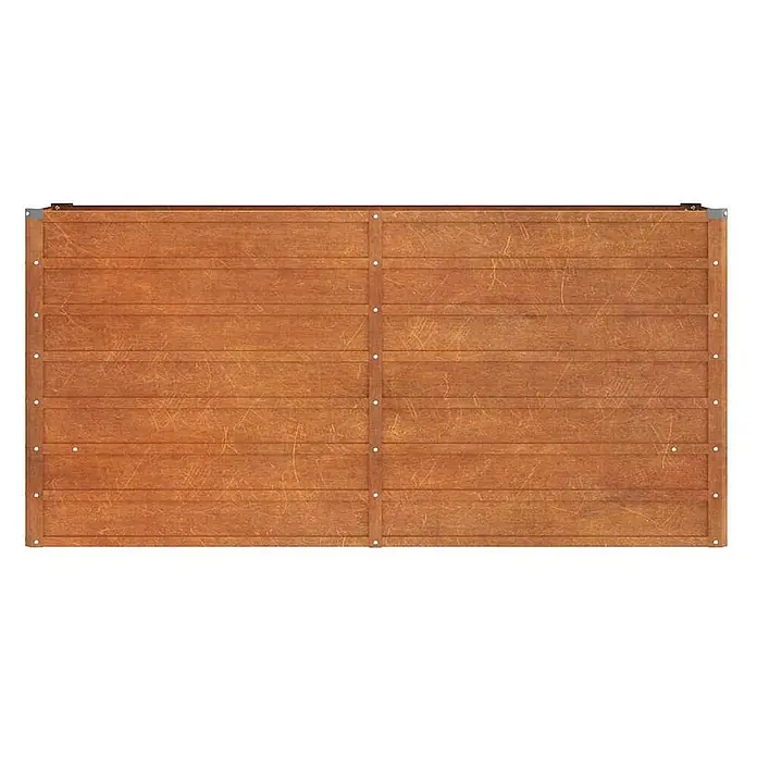 Furnicato Hochbeet - 160 x 40 x 77 cm, Stahl, Braun - Rechteckige braune Holzplatte mit horizontalen Brettern, vertikalen Leisten und Metalleckwinkeln.