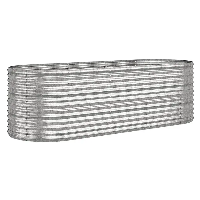 Furnicato Hochbeet - 224 x 80 x 68 cm, Stahl, Silber - Ovales Hochbeet aus gewelltem verzinktem Stahl.