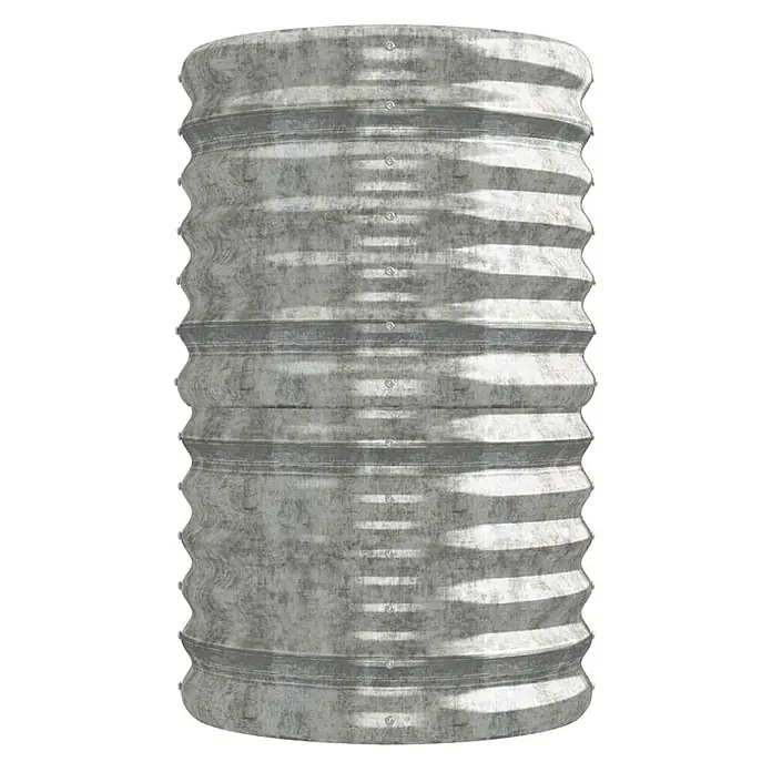 Furnicato Hochbeet - 224 x 40 x 68 cm, Stahl, Silber - Geriffeltes silbernes Metallrohr oder Fassabschnitt mit sichtbaren Nieten, ideal für Entwässerung oder Lagerung.