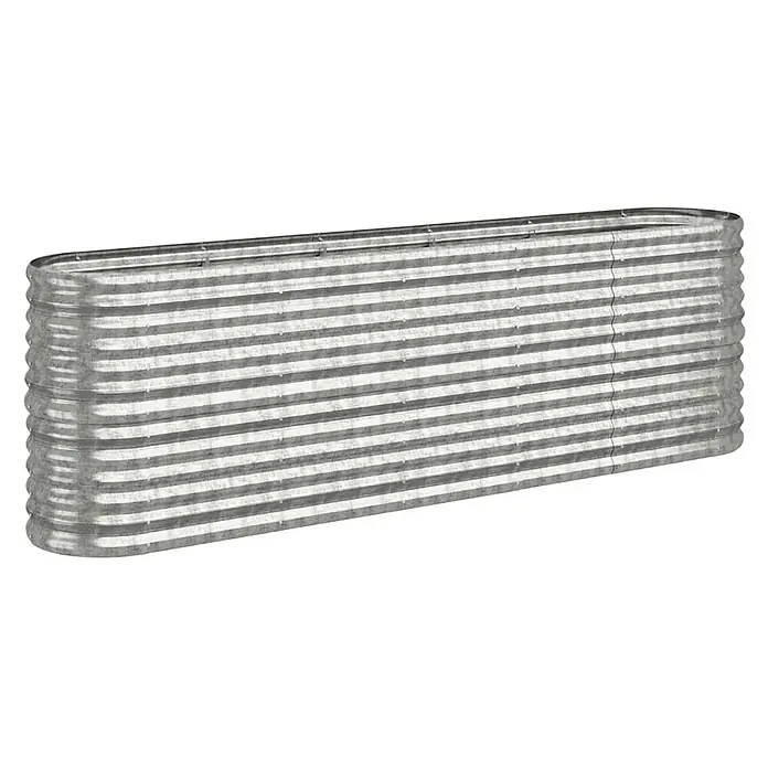 Furnicato Hochbeet - 224 x 40 x 68 cm, Stahl, Silber - Wellblech-Hochbeet aus verzinktem Stahl, rechteckig mit abgerundeten Enden.