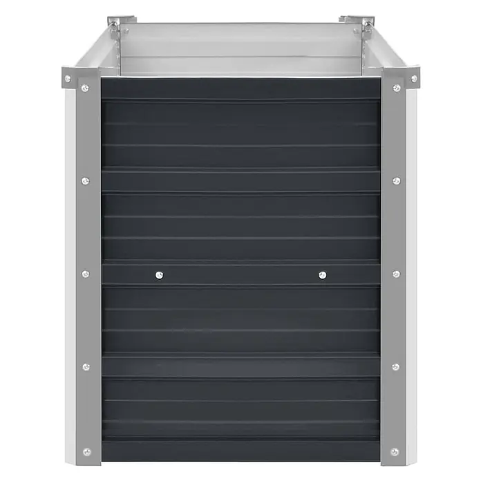 Furnicato Hochbeet - 40 x 100 x 45 cm, Stahl, Anthrazit - Dunkelgraues und silbernes Hochbeet aus Metall mit Wellblechpaneelen.