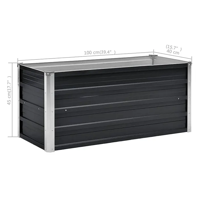 Furnicato Hochbeet - 40 x 100 x 45 cm, Stahl, Anthrazit - Schwarzes Hochbeet aus Metall, 100x40x45 cm.