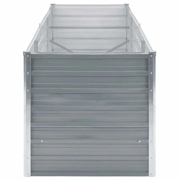 Furnicato Hochbeet - 240 x 80 x 77 cm, Stahl, Grau - Graues, rechteckiges Hochbeet aus Metall mit geriffelten Seiten und offener Oberseite.