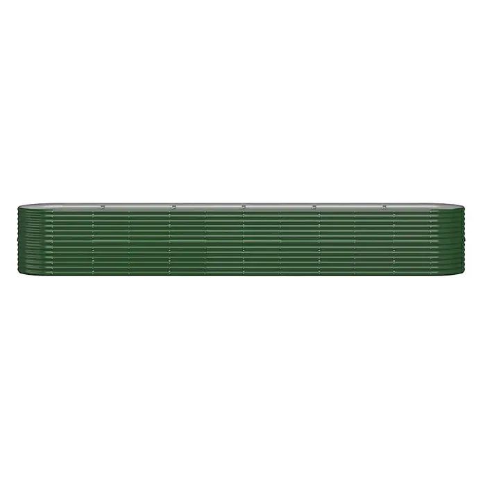 Furnicato Hochbeet - 440 x 80 x 68 cm, Stahl, Grün - Grüner, rechteckiger Regenwassertank aus Wellblech mit verzinktem oberen Rand.