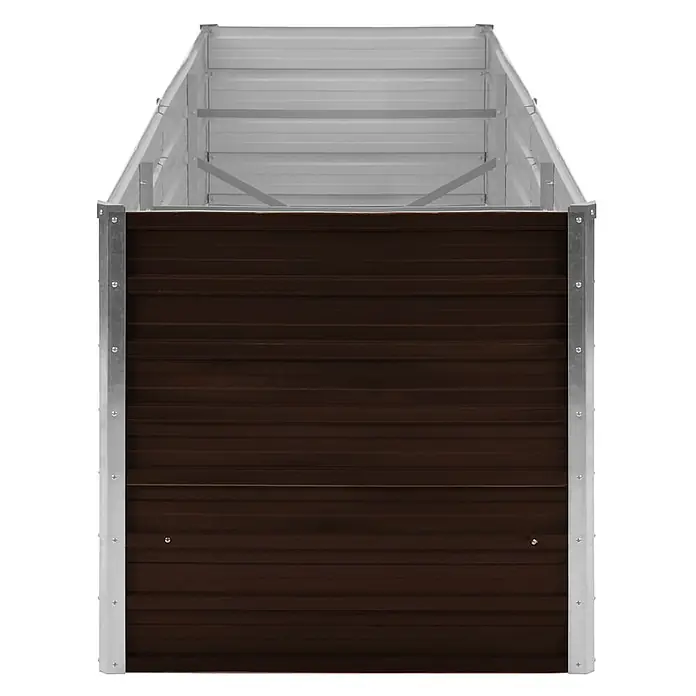 Furnicato Hochbeet - 240 x 80 x 77 cm, Stahl, Braun - Braunes Wellblech-Hochbeet mit silbergrauem Rahmen.