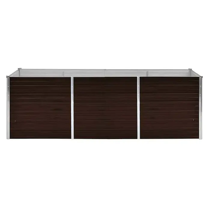 Furnicato Hochbeet - 240 x 80 x 77 cm, Stahl, Braun - Rechteckiges braunes Hochbeet aus Metall mit silbernem Rahmen.