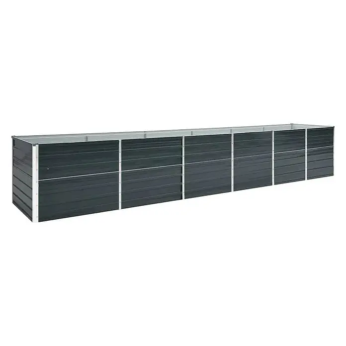 Furnicato Hochbeet - 480 x 80 x 77 cm, Stahl, Anthrazit - Langes, dunkelgraues Hochbeet aus Wellblech mit silbernem Rahmen.