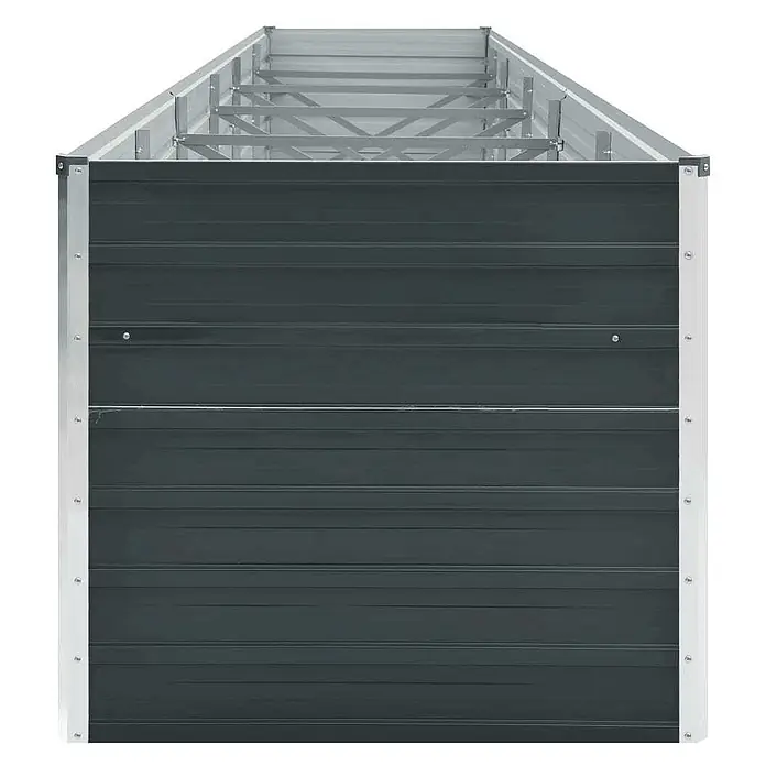 Furnicato Hochbeet - 480 x 80 x 77 cm, Stahl, Anthrazit - Dunkelgraues Hochbeet aus Wellblech mit silbernem Aluminiumrahmen zum Bepflanzen.