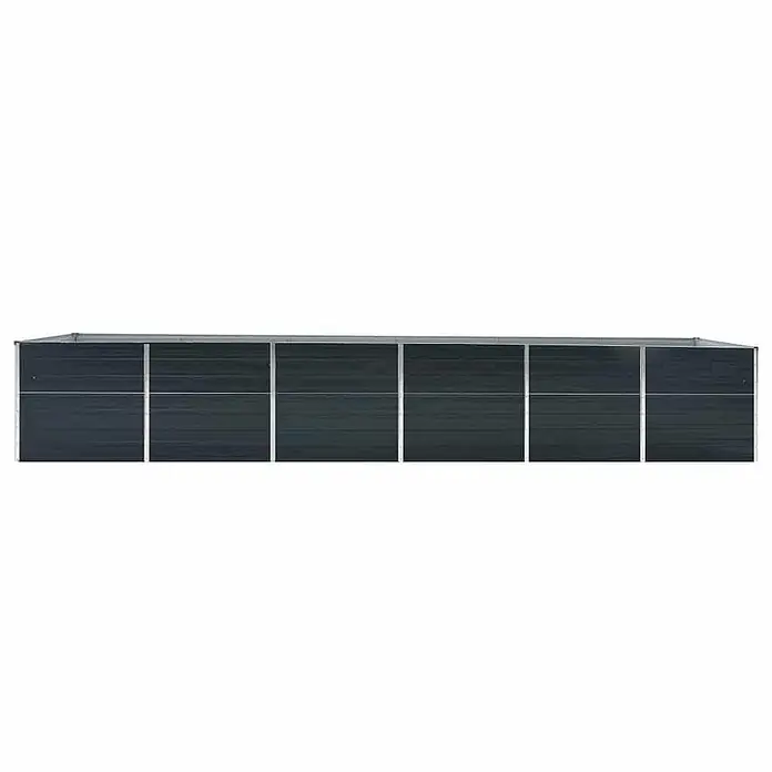 Furnicato Hochbeet - 480 x 80 x 77 cm, Stahl, Anthrazit - Rechteckiges dunkelgraues Metall-Hochbeet mit silbernem Rahmen.