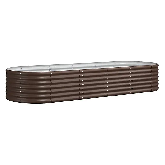Furnicato Hochbeet - 224 x 80 x 36 cm, Stahl, Braun - Braunes Wellblech-Hochbeet mit silbernem Innenrand.