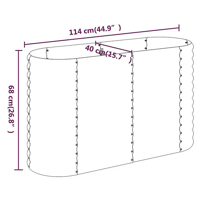 Furnicato Hochbeet - 114 x 40 x 68 cm, Stahl, Grau - Ovaler Stoff-Messestand, 114x40x68 cm.