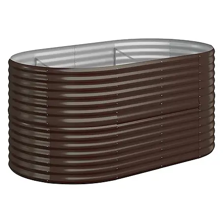Furnicato Hochbeet oval, verzinkter Stahl, Braun, 152 x 80 x 68 cm