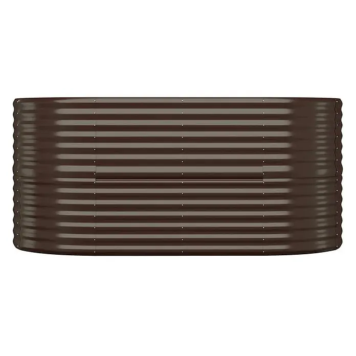 Furnicato Hochbeet oval, verzinkter Stahl, Braun, 152 x 80 x 68 cm -  - Dunkelbraunes Hochbeet aus gewelltem Metall.