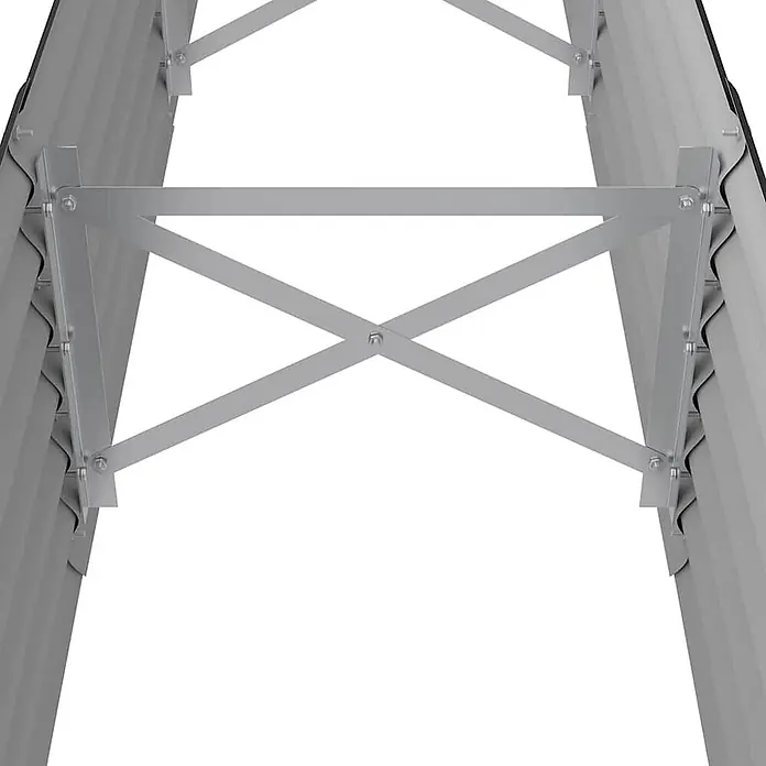 Furnicato Hochbeet oval, verzinkter Stahl, Anthrazit, 224 x 40 x 36 cm -  - Silbernes Metallkreuzstreben-Gestell, das zwei parallele Paneele trägt.