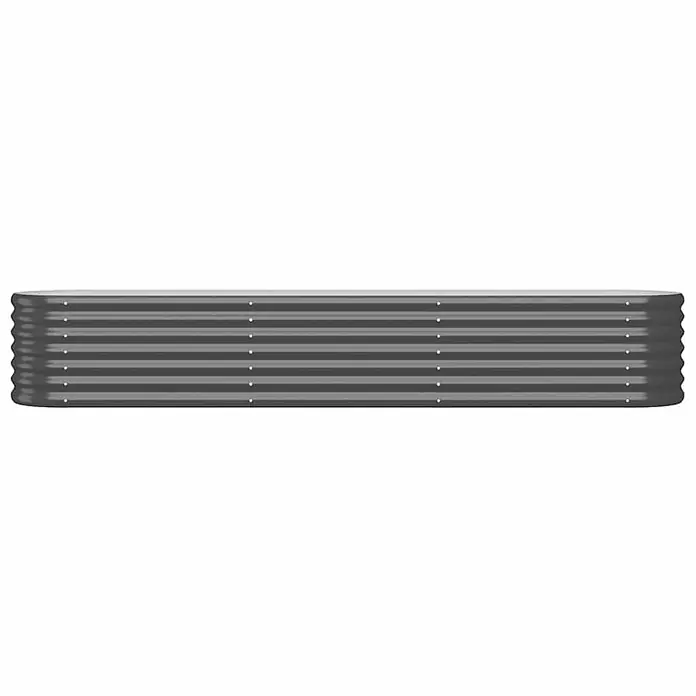 Furnicato Hochbeet oval, verzinkter Stahl, Anthrazit, 224 x 40 x 36 cm -  - Langes, rechteckiges dunkelgraues Hochbeet aus Wellblech.