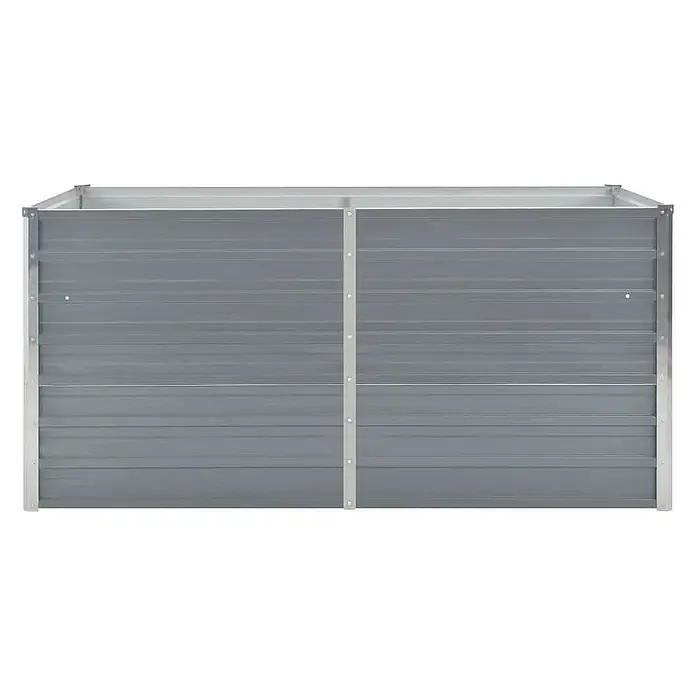 Furnicato Hochbeet - 160 x 80 x 45 cm, Stahl, Grau - Graues, geriffeltes Hochbeet aus Metall mit silbernen Ecken und Mittelstütze.