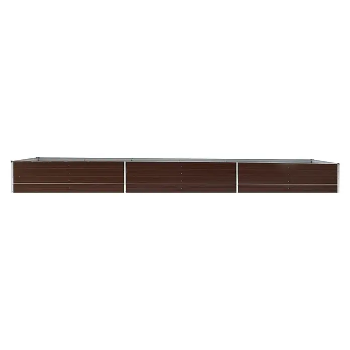 Furnicato Hochbeet - 480 x 80 x 45 cm, Stahl, Braun - Langes, rechteckiges Hochbeet aus Metall mit braunen Paneelen und silbernem Rahmen.