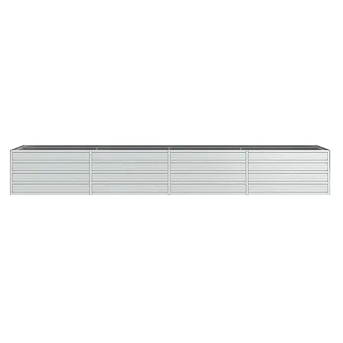 Furnicato Hochbeet - 320 x 80 x 45 cm, Stahl, Silber - Langes, rechteckiges, hellgraues Hochbeet aus Metall mit Wellblechpaneelen.