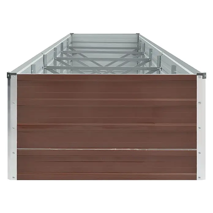 Furnicato Hochbeet - 480 x 80 x 45 cm, Stahl, Braun - Braunes Hochbeet aus Metall mit silbernen Innenstützen, bereit zum Bepflanzen.
