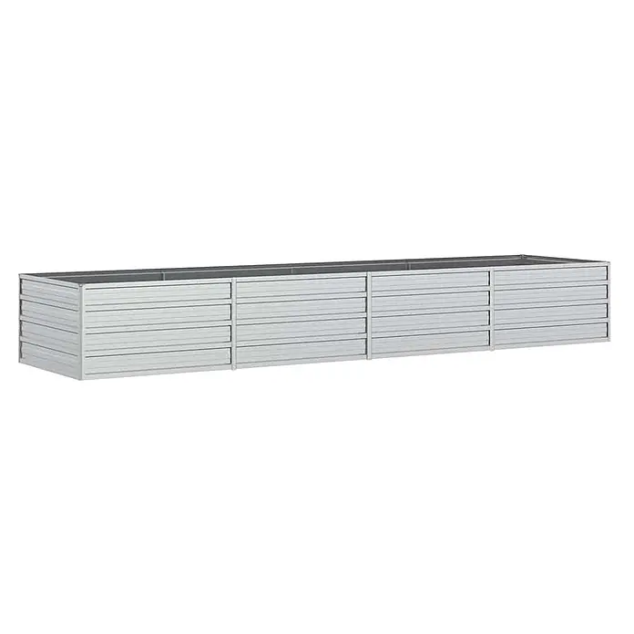 Furnicato Hochbeet - 320 x 80 x 45 cm, Stahl, Silber - Langes, silbernes Hochbeet aus Metall mit modularem Design.