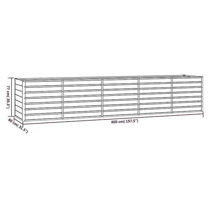 Furnicato Hochbeet - 400 x 80 x 77 cm, Stahl, Braun - Rechteckiges Hochbeet, 400 cm lang, 80 cm breit und 77 cm hoch, mit Lattenwänden.