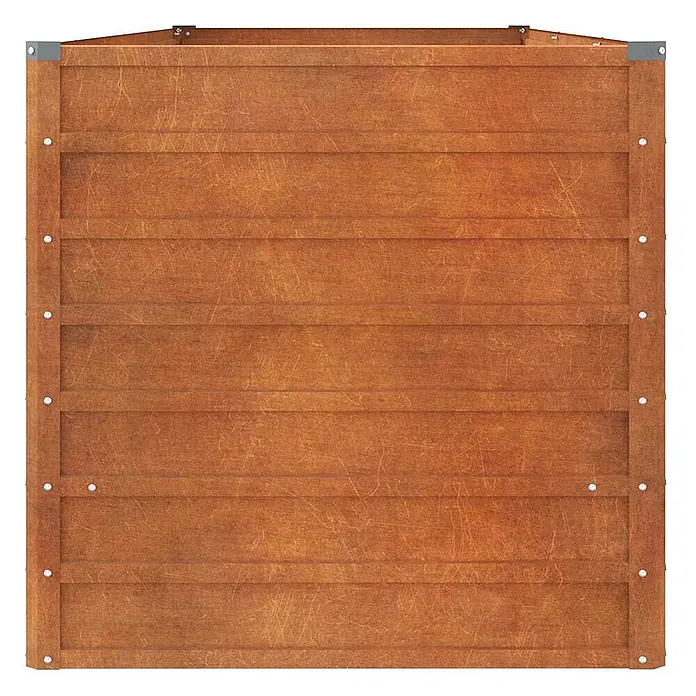 Furnicato Hochbeet - 240 x 80 x 77 cm, Stahl, Braun - Braunes Holz-Seitenpaneel für ein Hochbeet, mit horizontalen Latten und Metallbefestigungen.