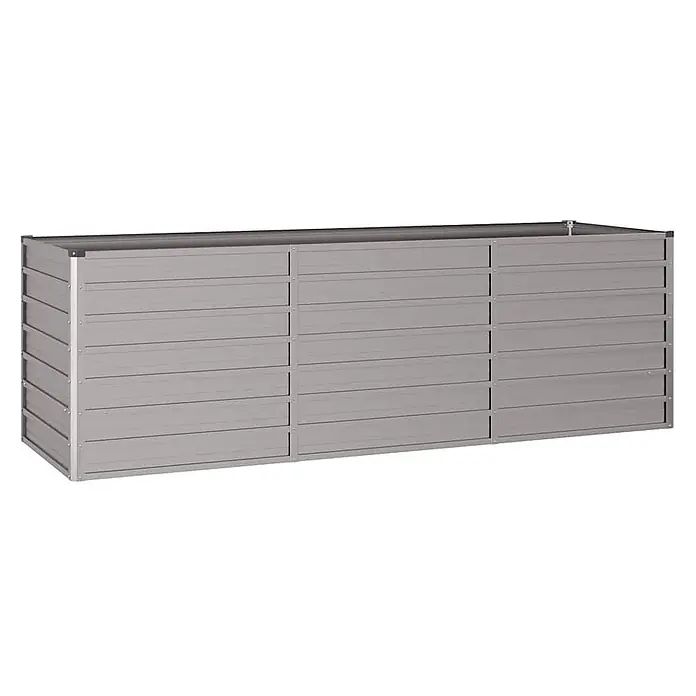 Furnicato Hochbeet - 240 x 80 x 77 cm, Stahl, Braun - Graues, modulares Hochbeet aus verzinktem Metall mit horizontalen Lamellenplatten.