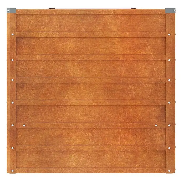Furnicato Hochbeet - 400 x 80 x 77 cm, Stahl, Braun - Braunes Holzzaunelement mit horizontalen Latten, Metalleckhaltern und seitlichen Befestigungen.