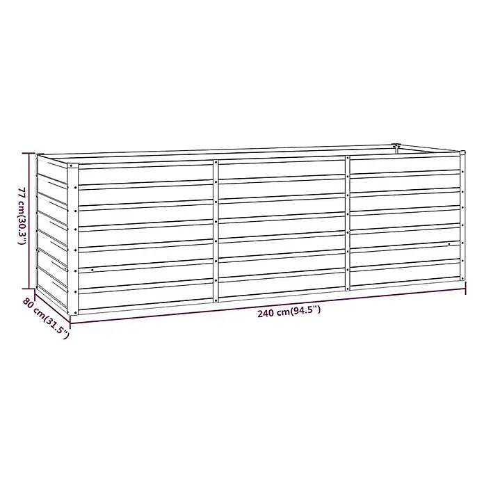 Furnicato Hochbeet - 240 x 80 x 77 cm, Stahl, Braun - Langes, rechteckiges Hochbeet aus Holzlamellen.