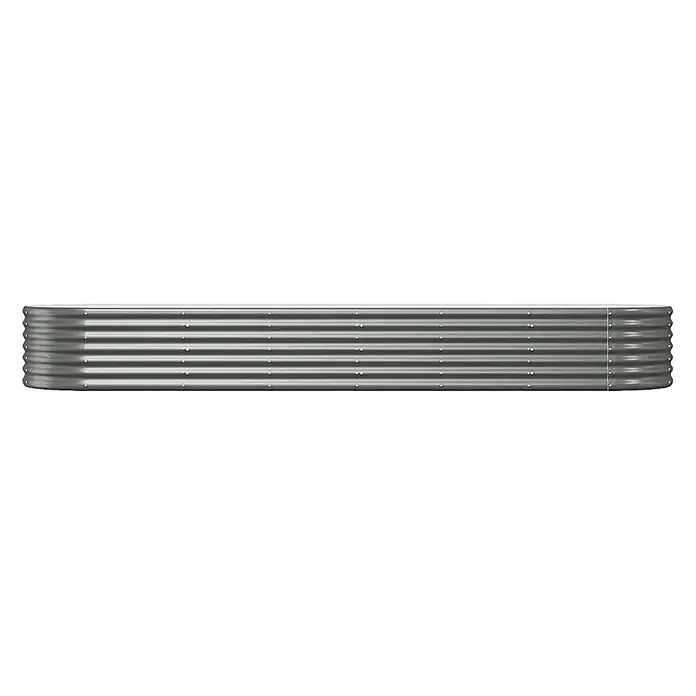 Furnicato Hochbeet - 296 x 80 x 36 cm, Stahl, Grau - Langes rechteckiges Hochbeet aus gewelltem grauem Metall mit Nieten.