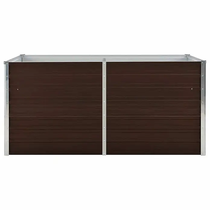 Furnicato Hochbeet verzinkter Stahl - 160 x 80 x 77 cm, Stahl, Braun - Rechteckiges Hochbeet aus braunem Wellblech und silbernem Rahmen.