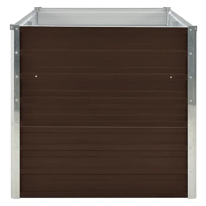 Furnicato Hochbeet verzinkter Stahl - 160 x 80 x 77 cm, Stahl, Braun - Braunes Hochbeet aus Wellblech mit silbernem Rahmen.