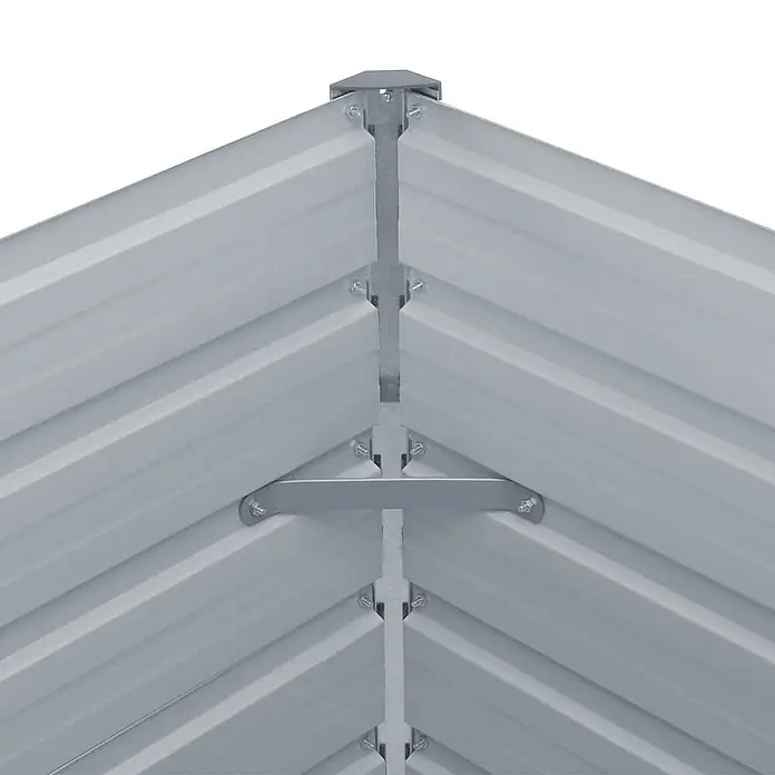 Furnicato Hochbeet - 160 x 80 x 45 cm, Metall, Braun - Innenansicht eines verzinkten Stahldachs mit Wellblechplatten und tragenden Firstbalken.