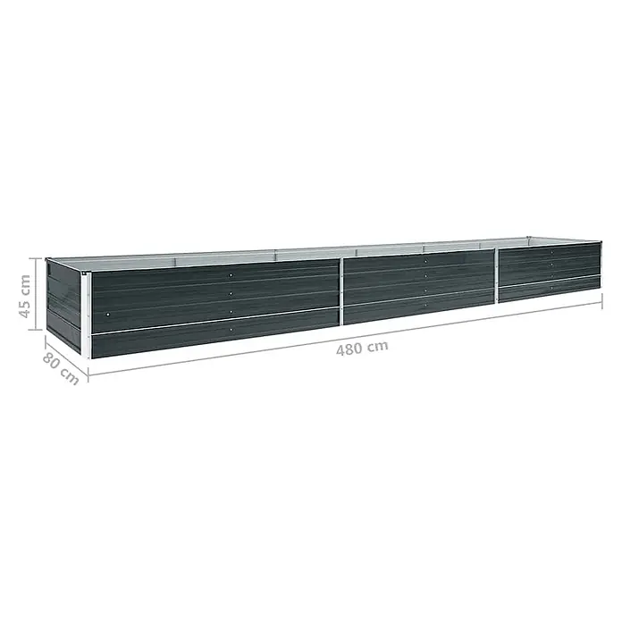 Furnicato Hochbeet - 480 x 80 x 45 cm, Stahl, Anthrazit - Langes, dunkelgraues Metall-Hochbeet, 480x80x45 cm.