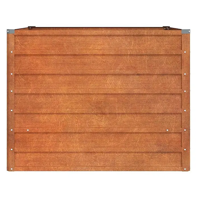 Furnicato Hochbeet - 100 x 100 x 77 cm, Stahl, Braun - Braunes Holzzaunpaneel mit horizontalen Lamellen und Metalleckwinkeln.
