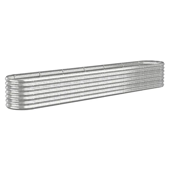 Furnicato Hochbeet - 260 x 40 x 36 cm, Stahl, Silber - Langes, ovales Hochbeet aus gewelltem, silberfarbenem Metall.